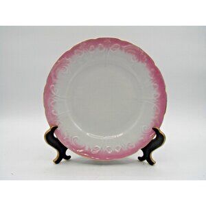 Plate 8" Pink Floral Trim Embossed Gold Edging Trim 1960s Replacement Ironstone?